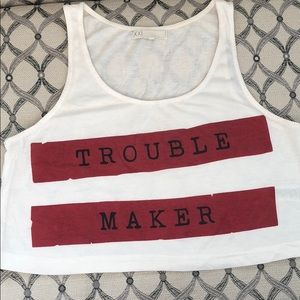 WOMENS WHITE TROUBLE MAKER CROP TOP